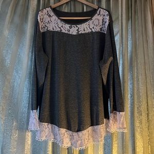 Modlily Lace and Long Sleeve Blouse